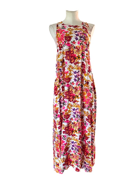 NATURAL LIFE Dresses & Skirts - Natural Life Floral Sleeveless Maxi Dress White Pink Boho Medium